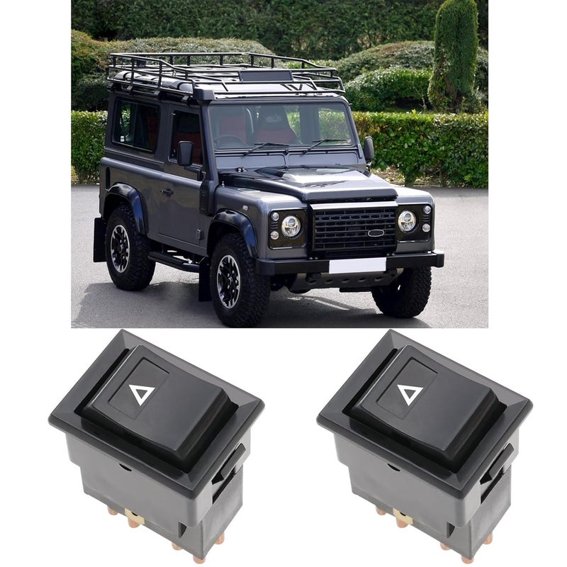 Micro Traders 7-Pin Hazard Warning Lamp Switch, Compatible with Land Rover Defender 90/110/130, Mechanical Switch, Push Button, Manual Operation, Black - Image 3